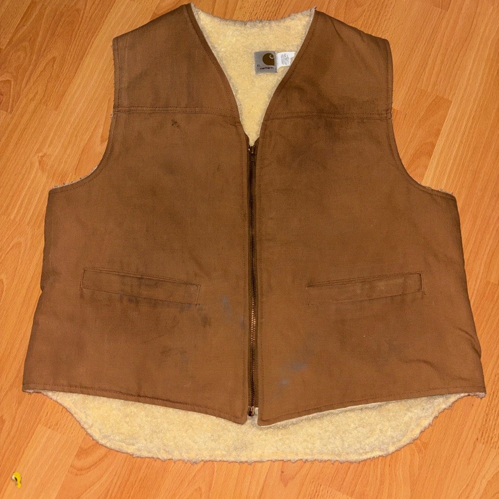 Carhartt Brown Sherpa-Lined Work Vest Size XL